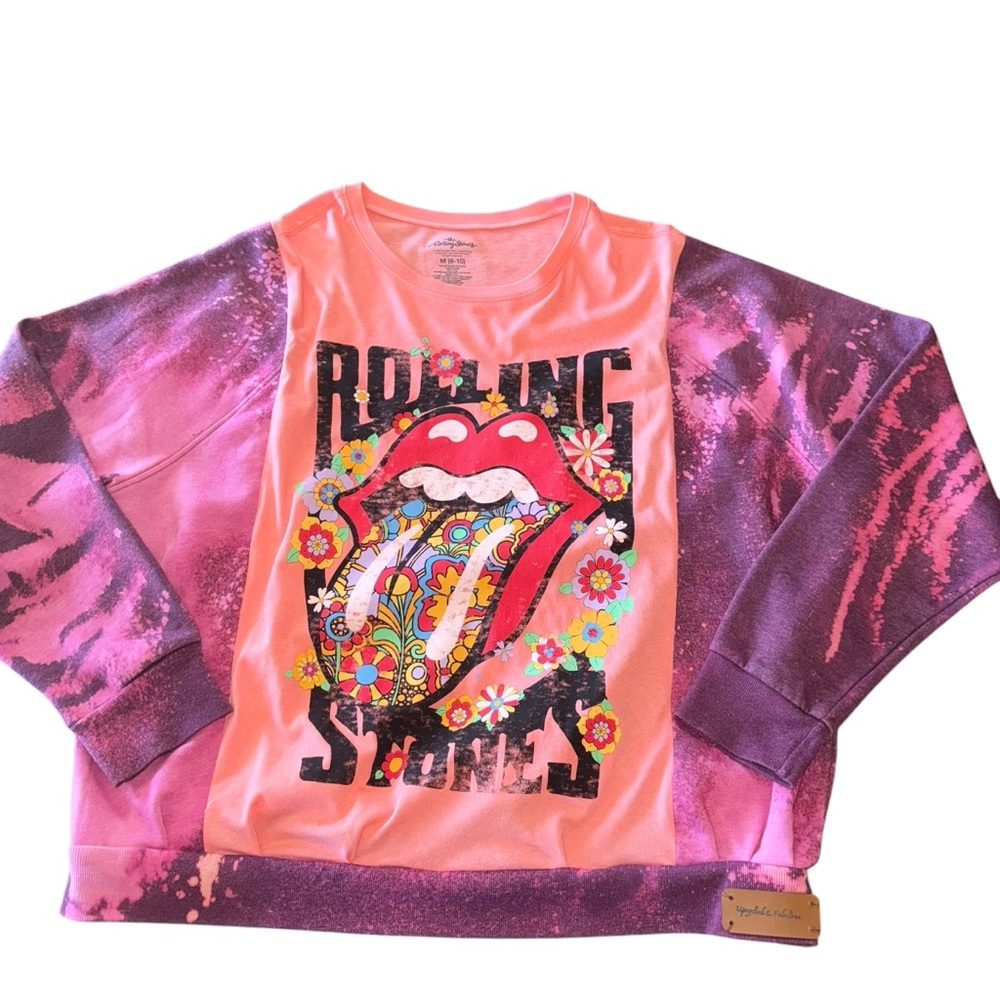 Upcycled Reworked Sweatshirt Band Tshirt Multicolor Hoodie Med See Description